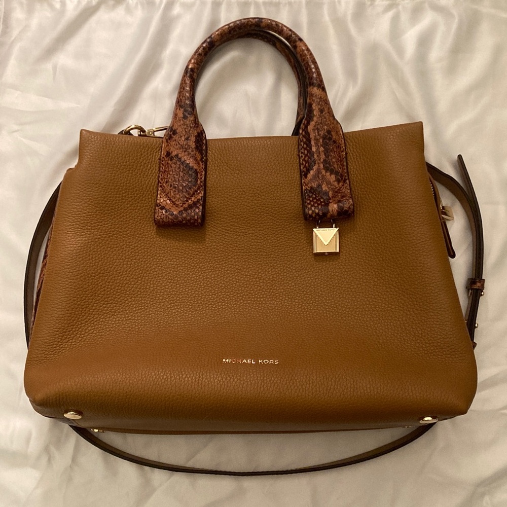 Michael Kors Rollins Python-Embossed Leather Satc… - image 1